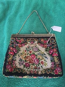 Bolso de Mano Vintage Original PETIT POINT Hecho a Mano 7.5x6.5x1 Muy Limpio - Imagen 1 de 9