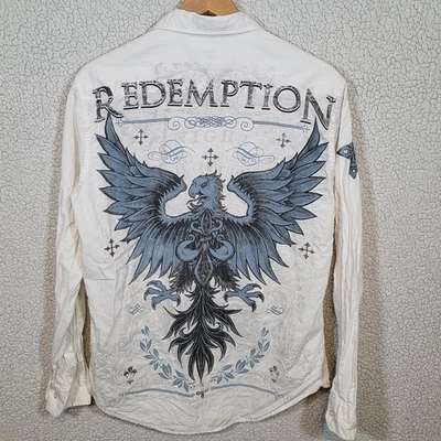 Helix Redemption Hombre Blanco/Azul/Negro Diseño Ala Manga Larga Excelente Grande Foto 1 de 4