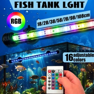 RGB Aquarium Fish Tank Lights Waterproof LED 5050 Submersible Lamp 18-108cm - Picture 1 of 19