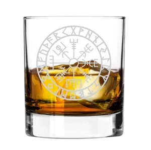 Vaso de whisky grabado vikingo nórdico Vegvisir wayfinder 330 ml - Imagen 1 de 2