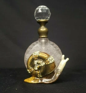 Botella de perfume con joyas de vidrio rosa esmerilado esmalte caracol caracol diamantes de imitación dabber - Imagen 1 de 8