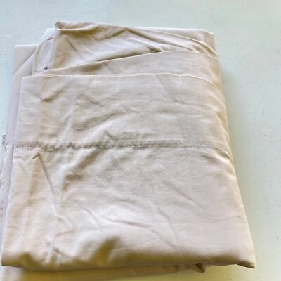 Sábana plana de colección Sears beige completa mezcla de algodón percal perma prest boho Foto 1 de 4