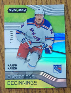 Kaapo Kakko (Rangers) 2019-20 UD Synergy ROOKIE Exceptional Beginnings /999