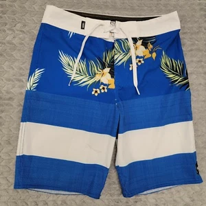 Vans Youth Boys Swim Surf Stretch Board Shorts - Blue Aloha Print Size 26 / 12 - Picture 1 of 11