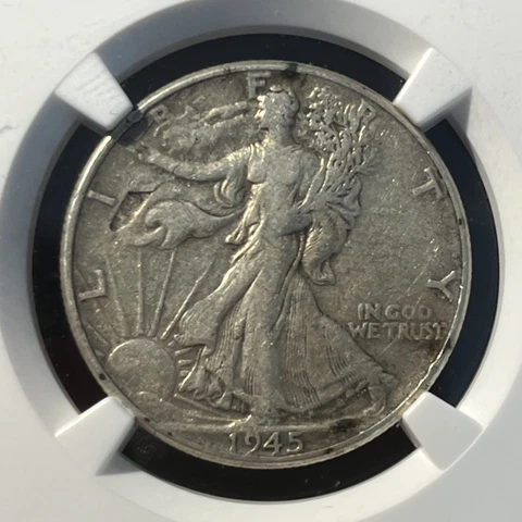 1945 50C ERROR NGC VF35 OBVERSE LAMINATION WALKING LIBERTY SILVER COIN Cover