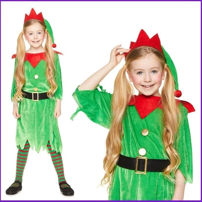 Christmas Girls Karnival Santa Helper Elf CostumeL - Image 1 of 1