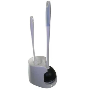 Smartly Toilet Brush & Plunger Combo Set with Holder, White - Picture 1 of 5