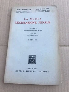 The Nuova Criminal Legislation 1949 Babu Vassalli Ed.giuffrè Old Book - Picture 1 of 4