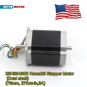 【US】CNC Nema23 Stepper Motor 270oz.in 3A 76mm Hybrid Dual Shaft For CNC/Printer - Picture 1 of 7