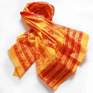 Schal Tuch Gayatri Mantra Lunghi Sarong Benares Dekotuch Orange Goa Hippie OM 10 - Bild 1 von 4