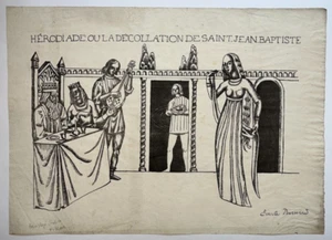 Decollazione Di San Giovanni Battista Emile Bernard Religiosa Litografia 1895 - Foto 1 di 2