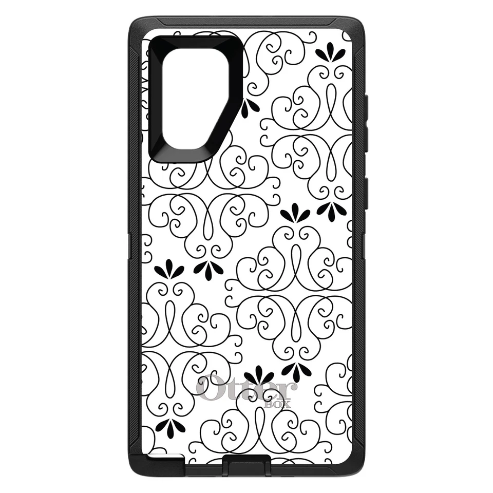 OtterBox Defender for Galaxy Note (Choose Model) Black White Floral Pattern - Image 1 of 1
