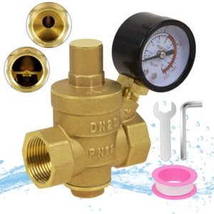 DN20 3/4in Brass Adjustable Water Pressure Reducing Regulator Valves With Gauge - Picture 1 of 12