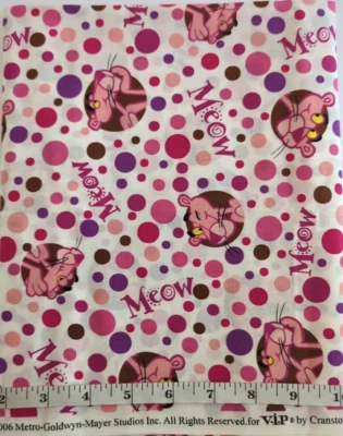 Edredón de costura de algodón Cranston 2006 Pink Panther maullido/puntos 1 yarda tela artesanal Foto 1 de 3