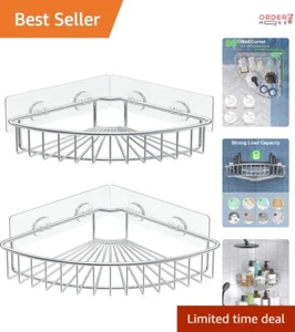 2-Pack Stainless Steel Corner Shower Caddy, Wall Mounted Storage Organizer - Picture 1 of 9