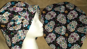 Sugar Skulls without Glitter Medical Surgical Bouffant Scrub Hat SIZE S,M,L - Picture 1 of 1