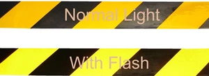 REFLECTIVE YELLOW & BLACK ADHESIVE HAZARD WARNING TAPE - Picture 1 of 1