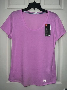 New UNDER ARMOUR Women's HeatGear Threadborne Streaker T-Shirt L Pink NWT - Picture 1 of 4