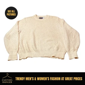 Suéter De Colección Lands End Para Hombres XL Mezcla de Lana Crema Grueso Tejido Hecho en EE. UU. 7562 - Imagen 1 de 10