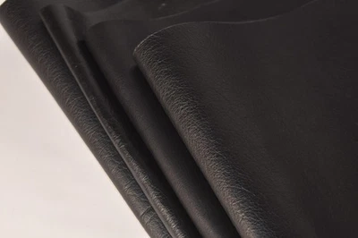 Real Leather 12 x 24 inch Black Cowhide little Texture Soft 1.0-1.5mm Thick - Image 1 of 4