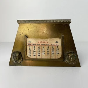 Benedict Karnak Brass 59 Egyptian Revival Desk Calendar Pharaoh Arts & Crafts - Picture 1 of 16