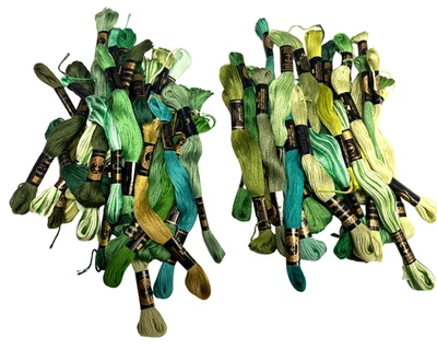 Anchor Stranded Sticktwist Mouline 8M Emb Thread Lot of 36 Shades of Green - Image 1 of 2