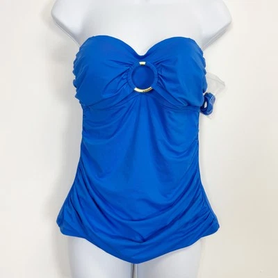 Top de natación Bleu Rod Beattie Tankini para mujer talla 10 azul sin tirantes detalle de anillo nuevo con etiquetas Foto 1 de 4