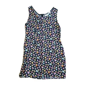 Vintage 90s Y2K Robyne Faune Mini Dress Black Floral Sleeveless Gr. M/L Made USA  - Bild 1 von 10
