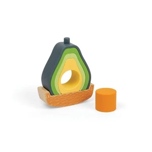 Bigjigs Toys Aguacate mecedor - Juguete apilable de silicona de 6 piezas - Imagen 1 de 7