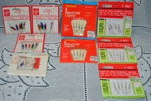 Vintage Weihnachten ~ 9 Packungen Miniatur Licht Ersatzbirnen 3,5, 3, 2 1/2 Volt - Bild 1 von 15