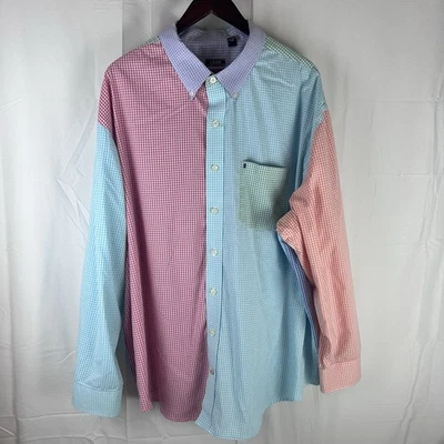 Camisa IZOD Para Hombre Multicolor A Cuadros Guinga Manga Larga Abotonada Hombres Talla 3XL Foto 1 de 4