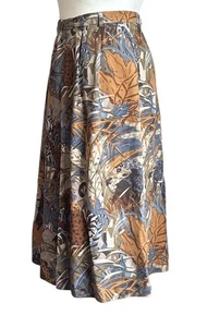 Maxi Falda Jaeger Vintage Algodón Línea A Plisada Frontal Selva Talla 10 (Etiqueta 12) - Imagen 1 de 14