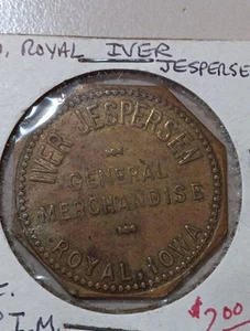 Royal, Iowa IA Iver Jespersen General Store Good For $5.00 Trade Token - Picture 1 of 2