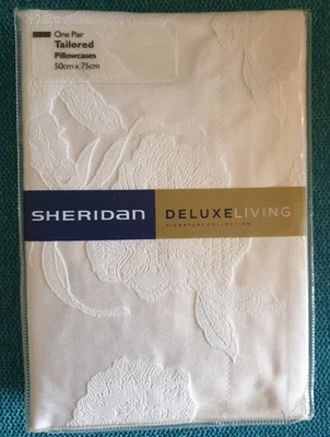 SHERIDAN Deluxe Living Signature Collection Pair Pillowcases - Cream/Patterned  - Image 1 of 4