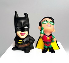 Rare 1990s Japanese Batman & Robin Chibi Style Vinyl Figures, Tim Burton Era