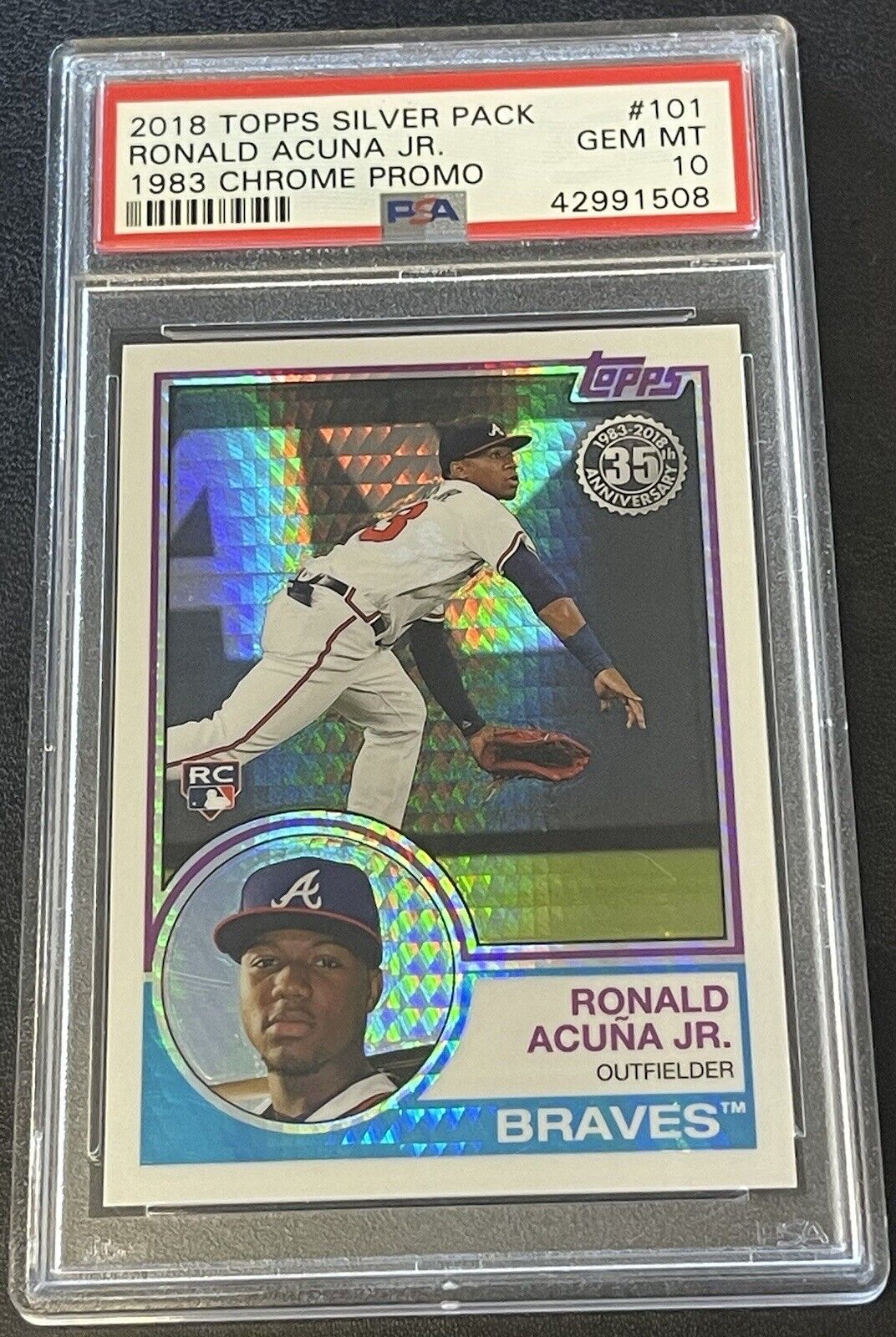 PSA 10 RONALD ACUNA 2018 TOPPS SILVER PACK 1983 CHROME ROOKIE REFRACTOR GEM MINT