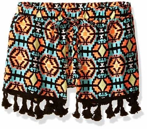 My Michelle Girls' Big Printed Short with Tassel Hem Detail, Multi 5, Medium - Picture 1 of 1