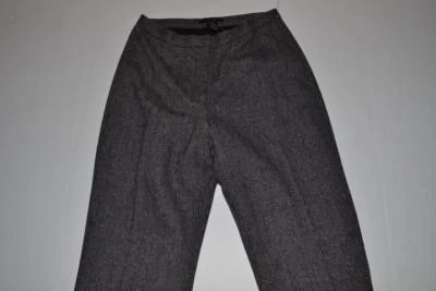 CALÇA FEMININA DE LÃ LISTRADA CINTILANTE PRATA CINZA CARVÃO TWEED LIMITADA TAMANHO 6 - Imagem 1 de 4