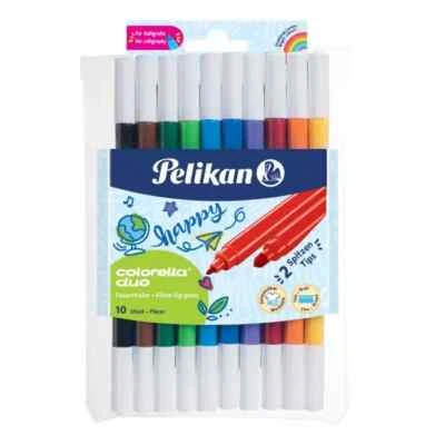 PELIKAN HAPPY COLORELLA®  DUO FASERMALER-FILZSTIFTE-FASERSTIFT- 10 FARBEN - Bild 1 von 2