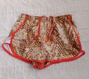 Under Armour Heat Gear Women's Shorts Small Orange/Tan Geometric Drawstring - Picture 1 of 9