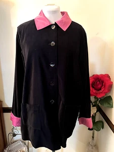 NWOT Susan Graver Reversible Velveteen to Satin Topper BLACK/PINK SIZE XL - Picture 1 of 13