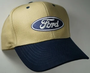 Hat Cap Licensed Ford Oval Logo Navy Blue Tan HR 104  - Picture 1 of 2