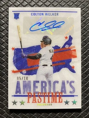 COLTON WELKER 2022 Panini America’s Pastime Platinum Rookie Auto /10 Rockies RC - Image 1 of 2