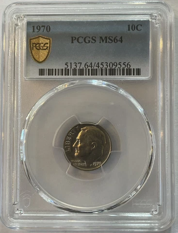 1970 P 10C Roosevelt Dime - PCGS MS64 -(#4018) Cover