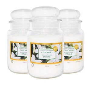 3 CANDELE PROFUMATE GIARA STILE YANKEE CANDLE 510 gr IN VETRO - GELSOMINO - Foto 1 di 7
