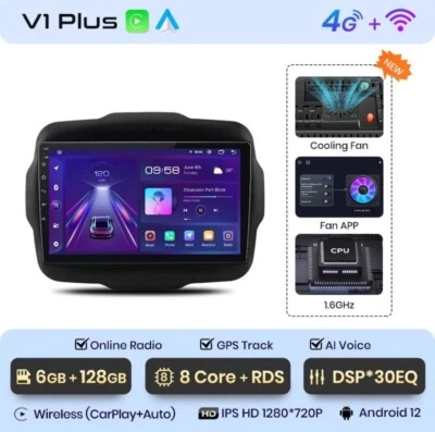 Autoradio Jeep Renegade 2016-2020 6G+ 128GB 8 Core Carplay-Androidauto Wireless - Imagen 1 de 4