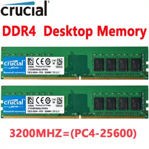 Crucial DDR4 32GB 2X16GB 3200 Mhz PC4-25600 288pins Desktop Memory Dimm Ram - Picture 1 of 7
