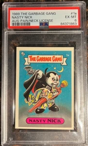 1989 The Garbage Gang #1a Nasty Nick Australia PSA 6 EX-MT Sticker Card POP  1 - Picture 1 of 1