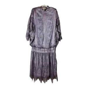 Vestido Vintage DAMIANOU XL Cintura Caída Encaje Noche Colorido Brillo Gitano Retro - Imagen 1 de 9