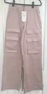 Zara Satin Cargo Pants Beige Size XS, BNWT - Picture 1 of 3